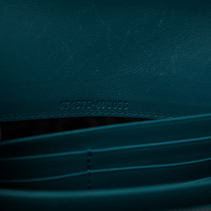 Gucci Velvet Matelasse GG Marmont Chain Wallet Pavone Cyan 9 of 15
