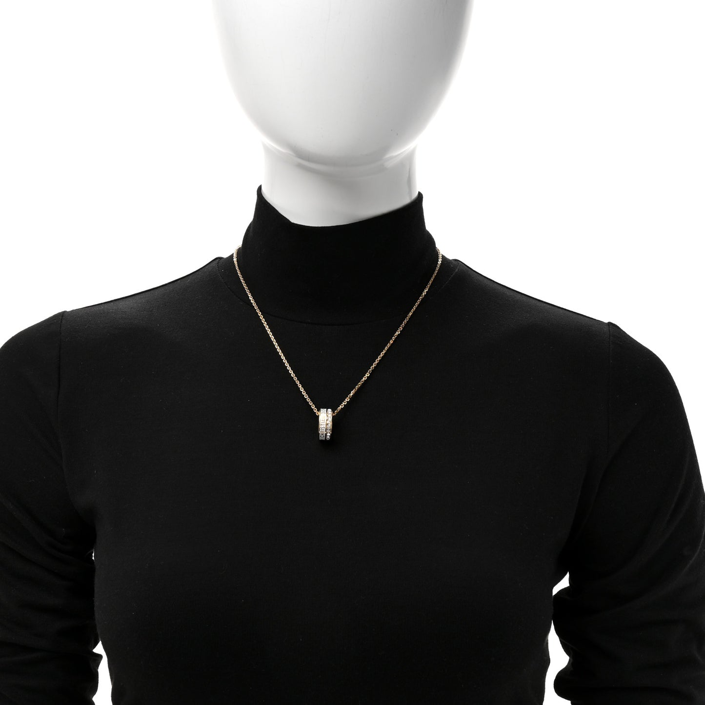Metal Lacquer Crystal Night Code Necklace Gold White