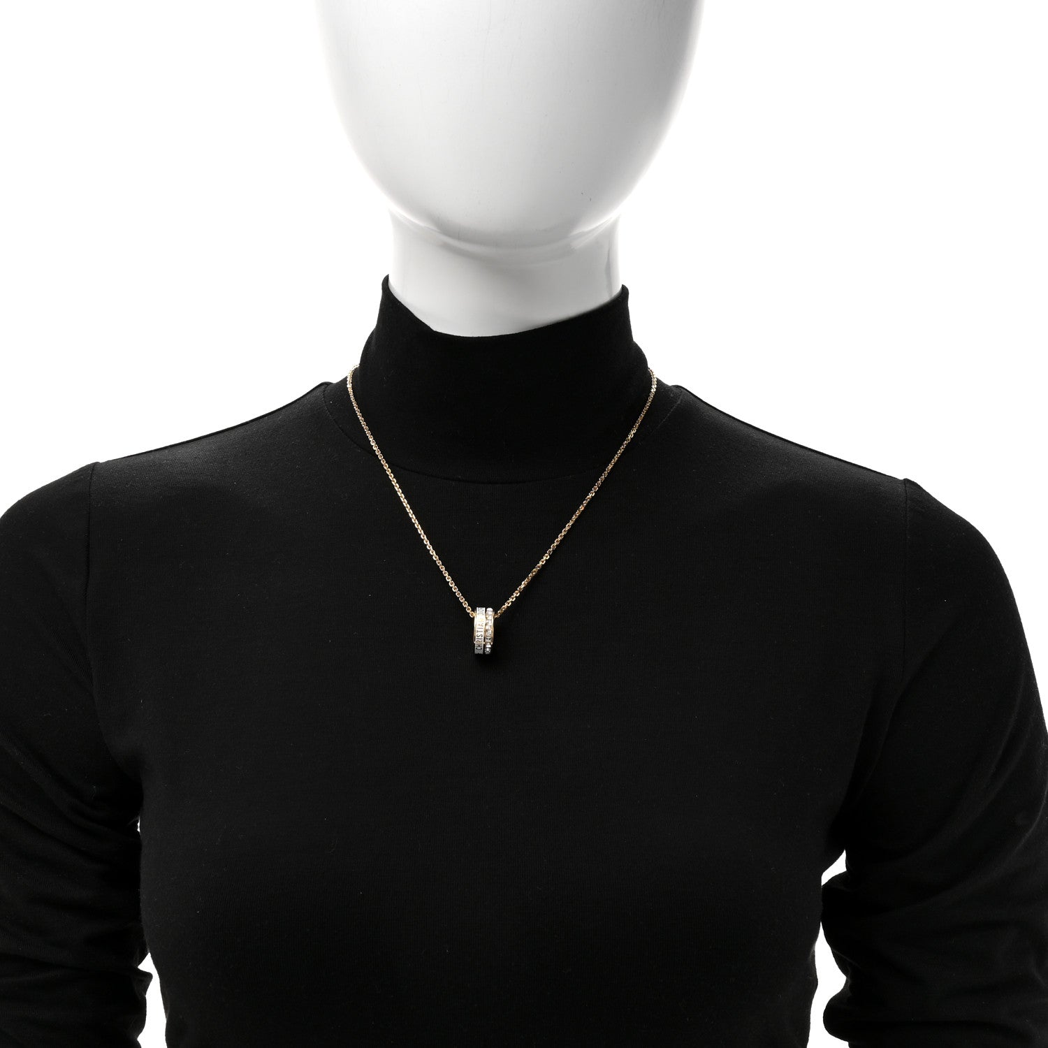 Christian Dior Metal Lacquer Crystal Night Code Necklace Gold White 2 of 5