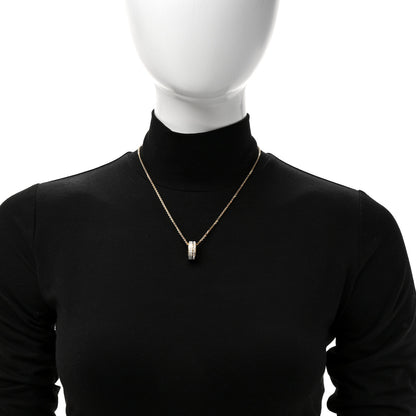 Christian Dior Metal Lacquer Crystal Night Code Necklace Gold White 2 of 5