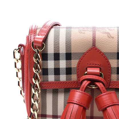 Burberry Haymarket Check Mini Tassel Crossbody Bag Red 8 of 8