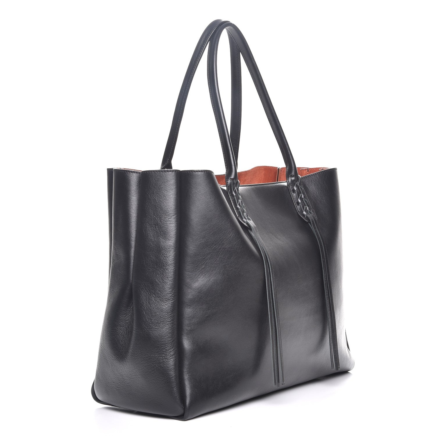 Lanvin Smooth Calfskin Medium Fringe Shopper Tote Black 3 of 6