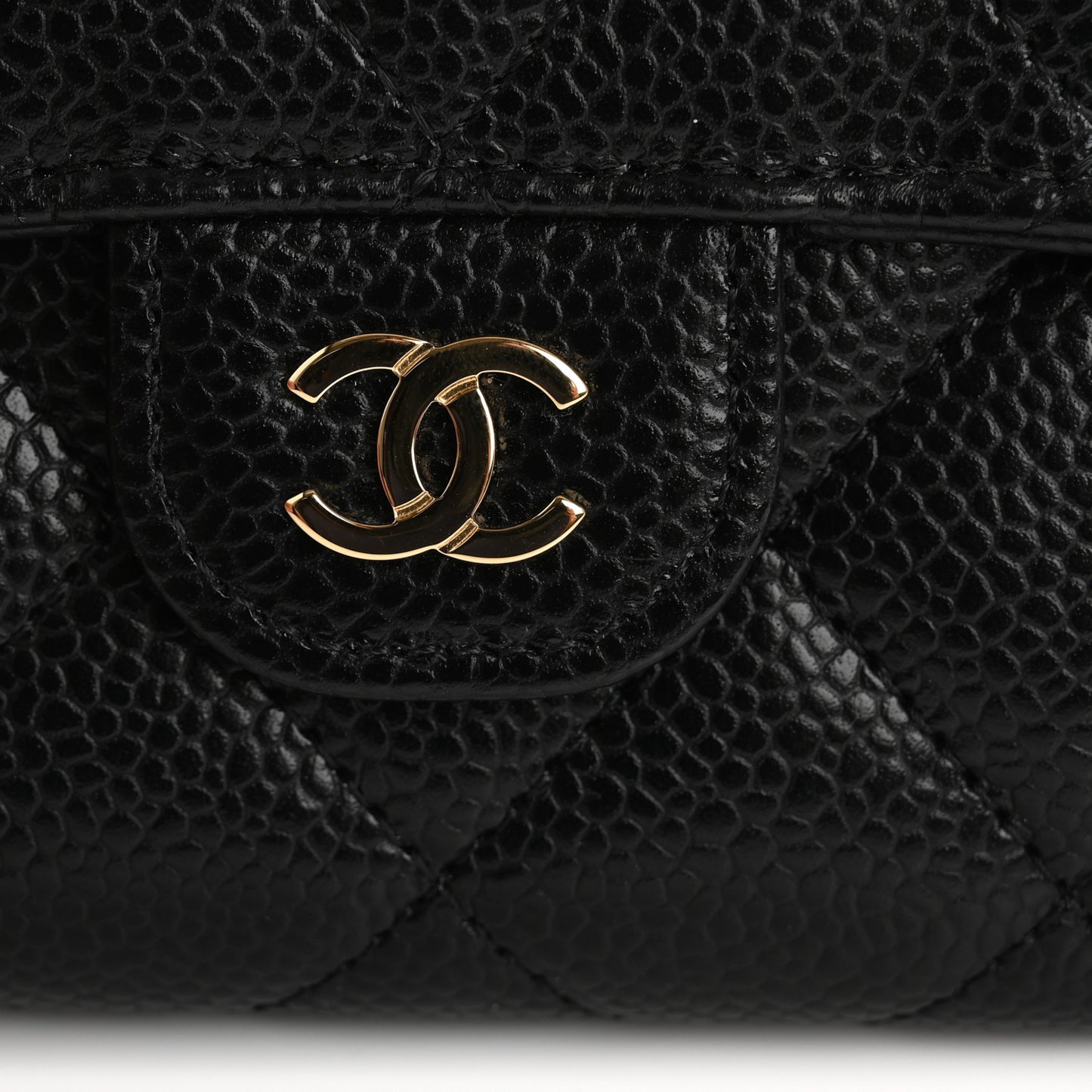 Caviar Quilted Large Gusset Flap Wallet Black