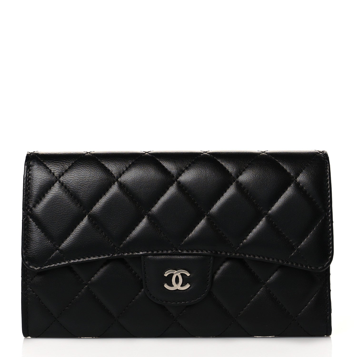 Chanel Lambskin Quilted Large Flap Wallet Black 1 of 10
