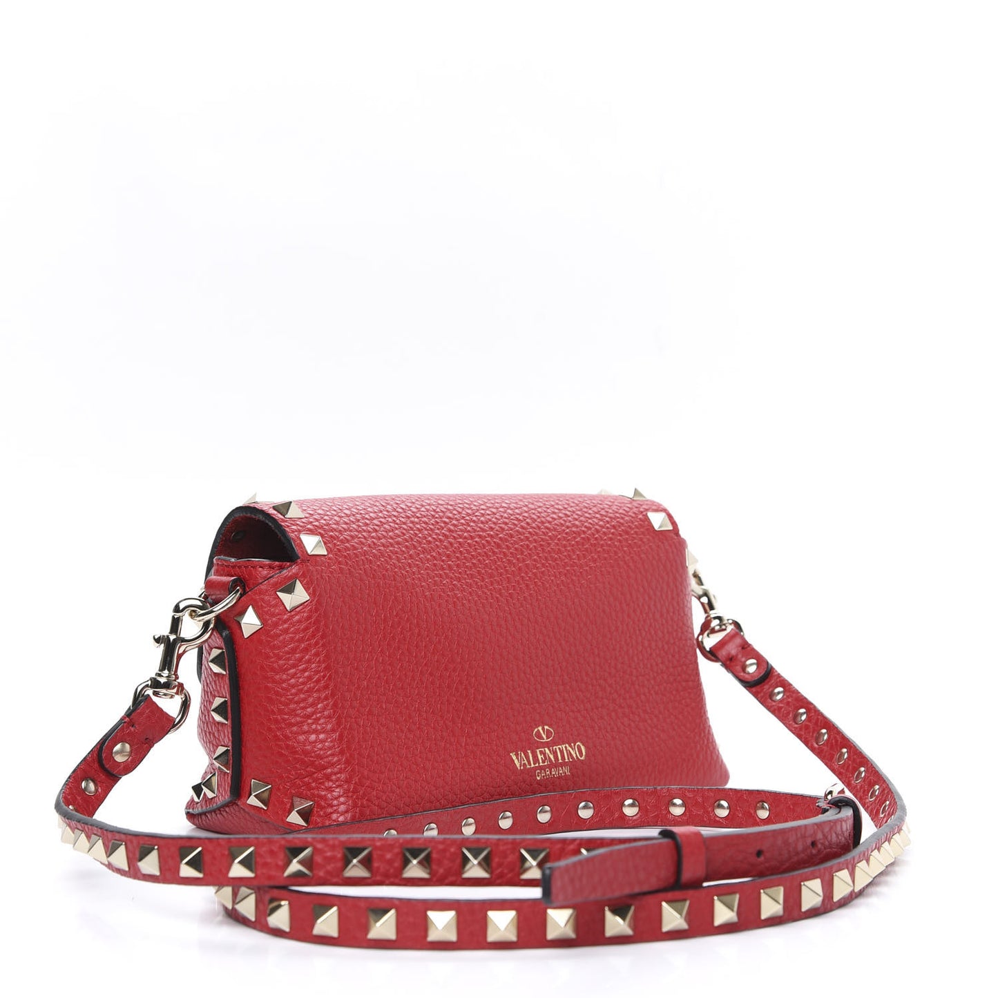 Pebbled Calfskin Mini Rockstud Crossbody Bag Rouge Pur
