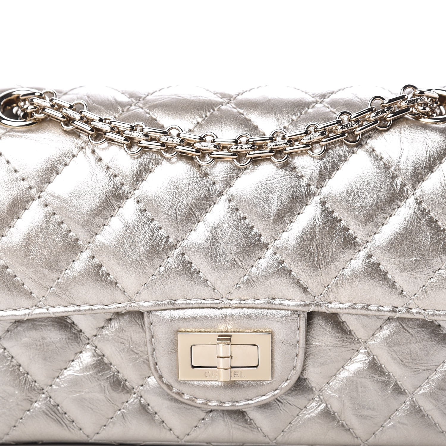 Chanel Aged Calfskin Quilted 2.55 Reissue Mini Flap Silver 9 of 10