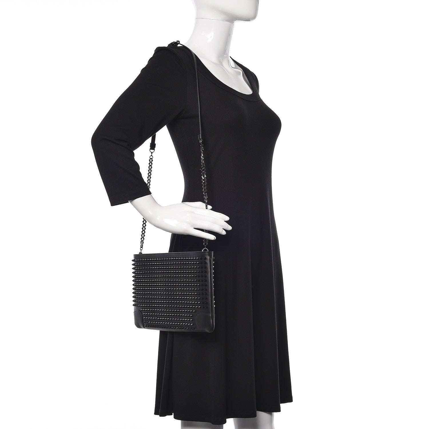 Christian Louboutin Calfskin Studded Loubiposh Clutch Black 2 of 9