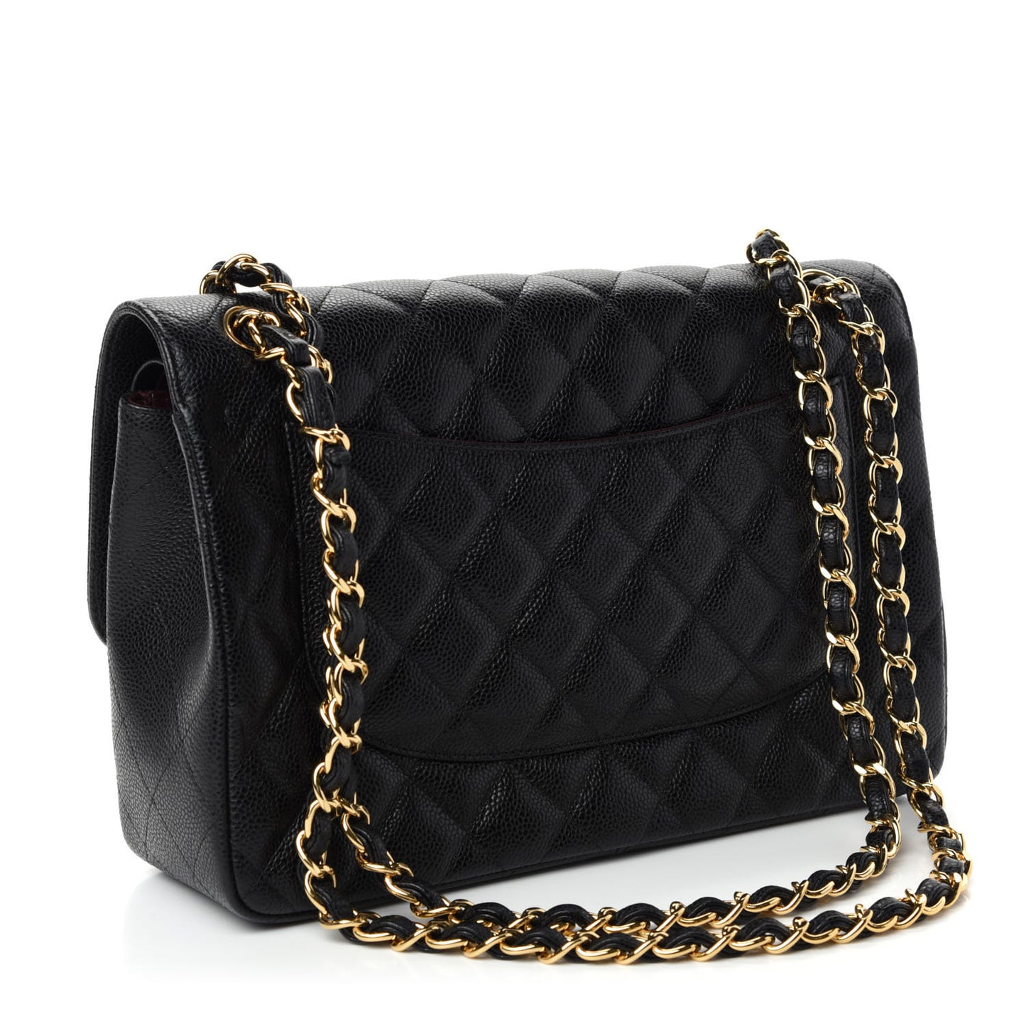 Caviar Quilted Jumbo Double Flap Black