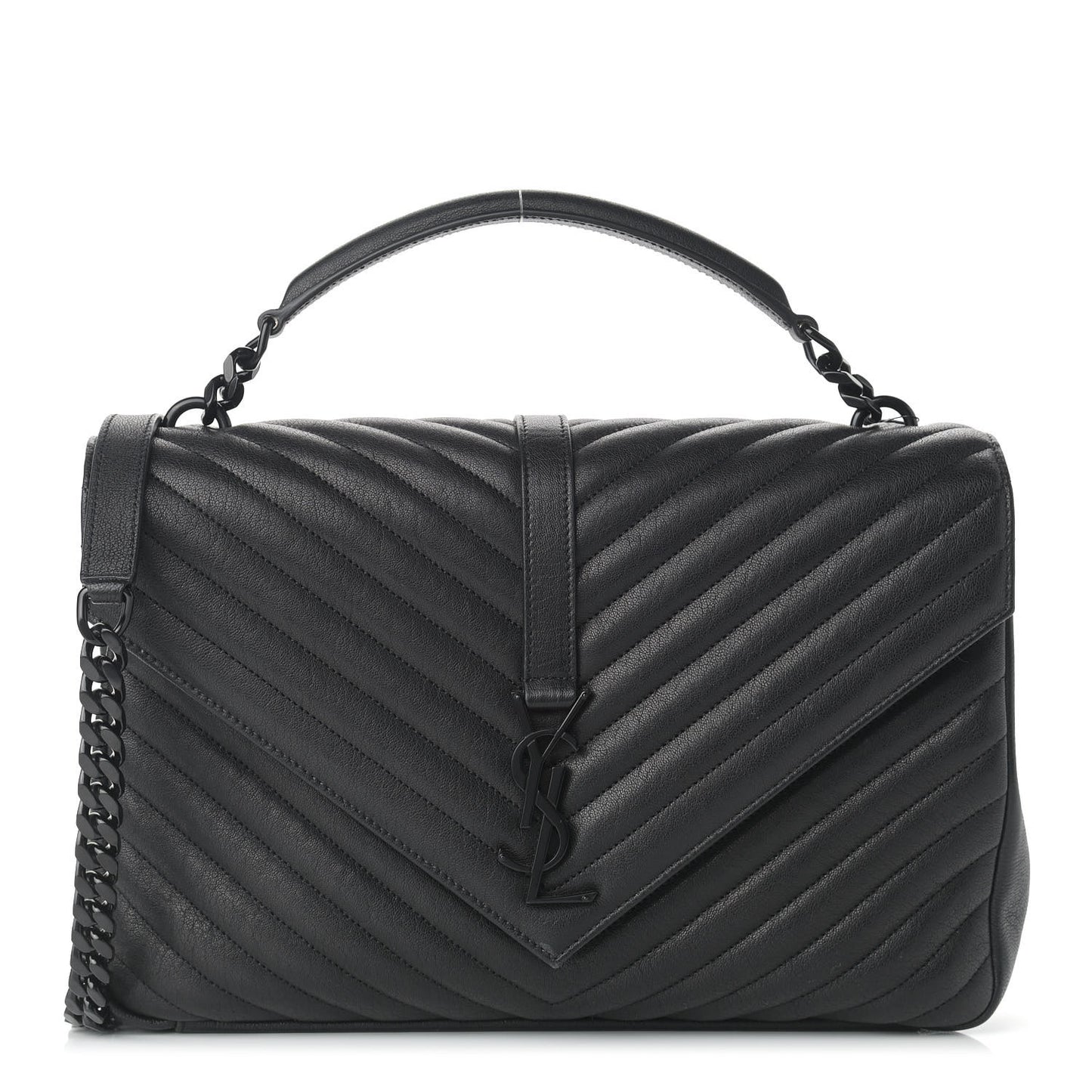 Sheepskin Matelasse Chevron Monogram Large College SatchelaSheepskin Matelasse Chevron Monogram Monochrome Large College Satchel Black