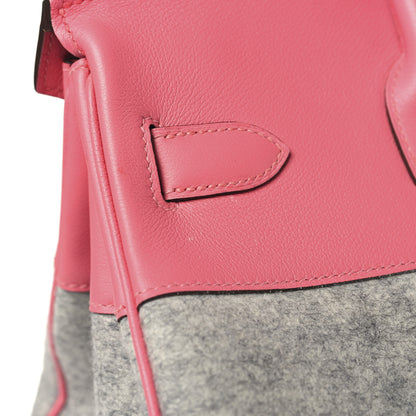 Hermes Evercolor Todoo Feutre HAC Birkin 40 Gris Clair Rose Azalee 12 of 13