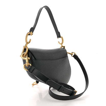 Christian Dior Grained Calfskin Saddle Bag With Strap Black 2 of 11