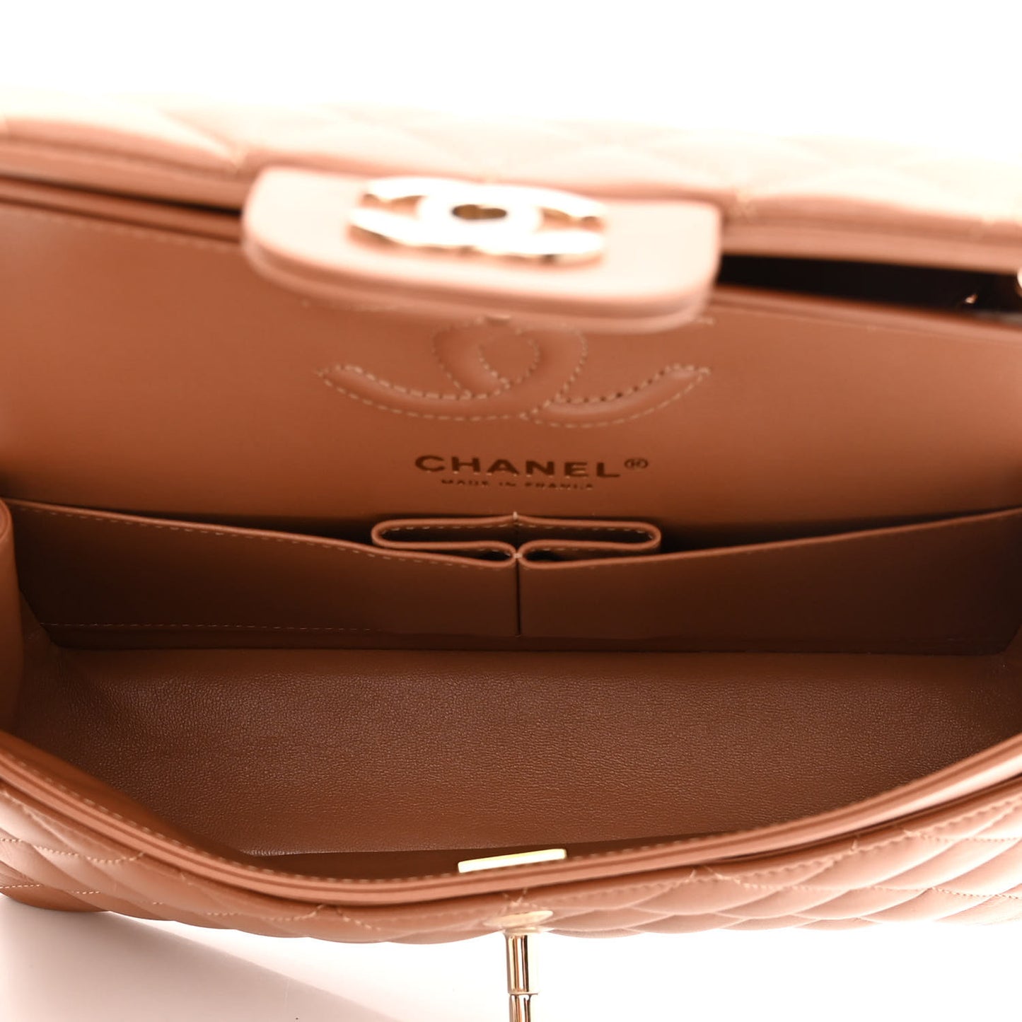 Lambskin Quilted Small Double Flap Brown