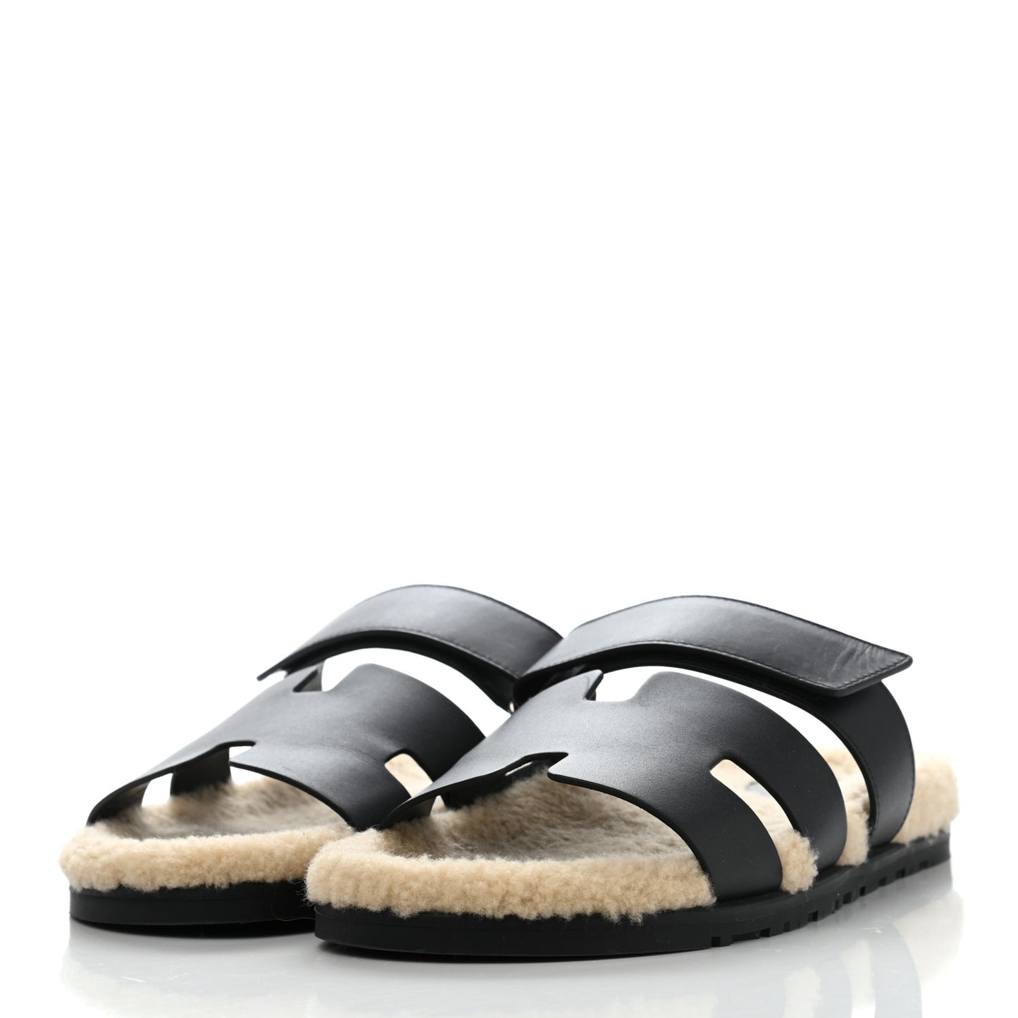 Veau Indios Woolskin Mens Chypre Sandals 42 Black Ecru