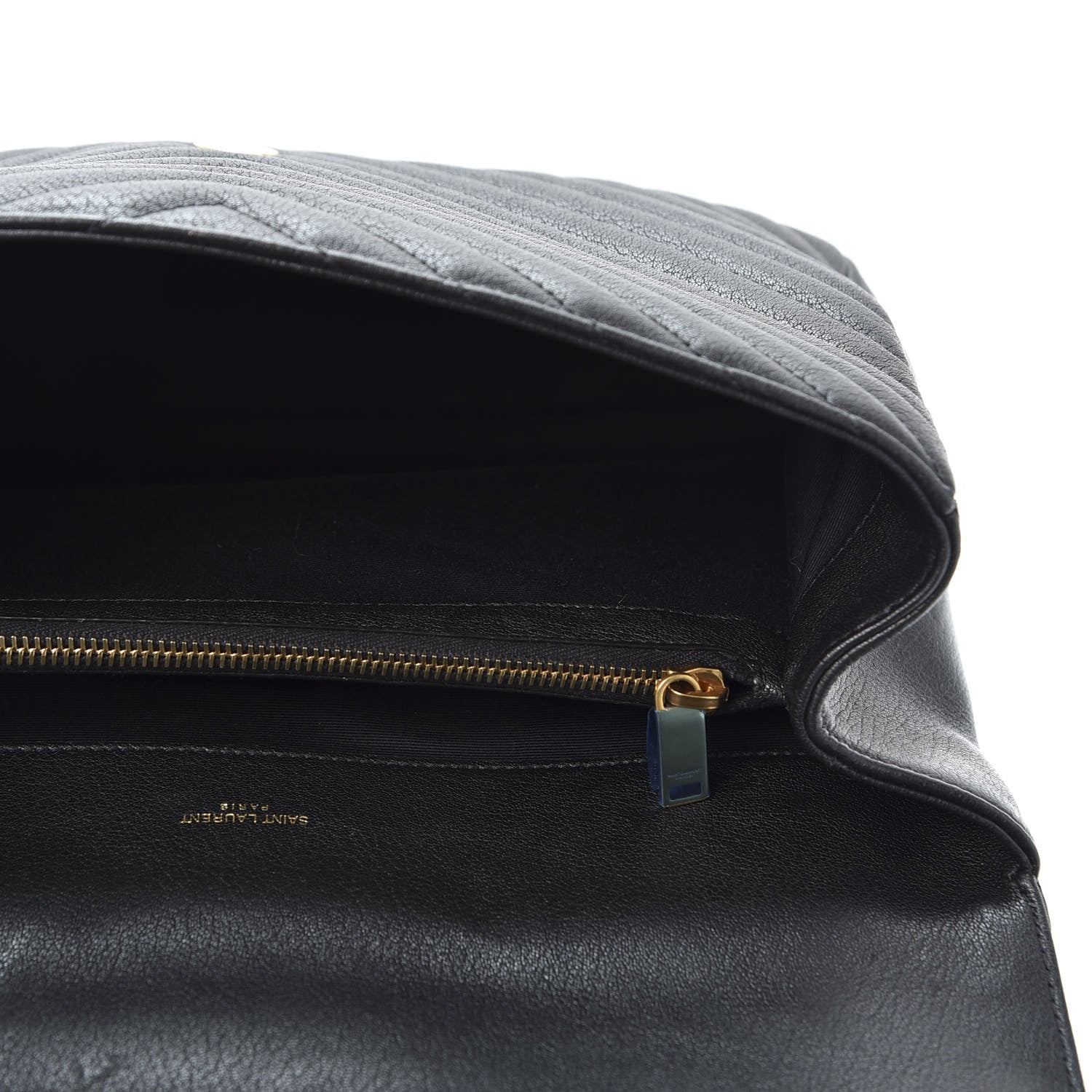 Saint Laurent Sheepskin Matelasse Chevron Monogram Large College Satchel Black 4 of 9