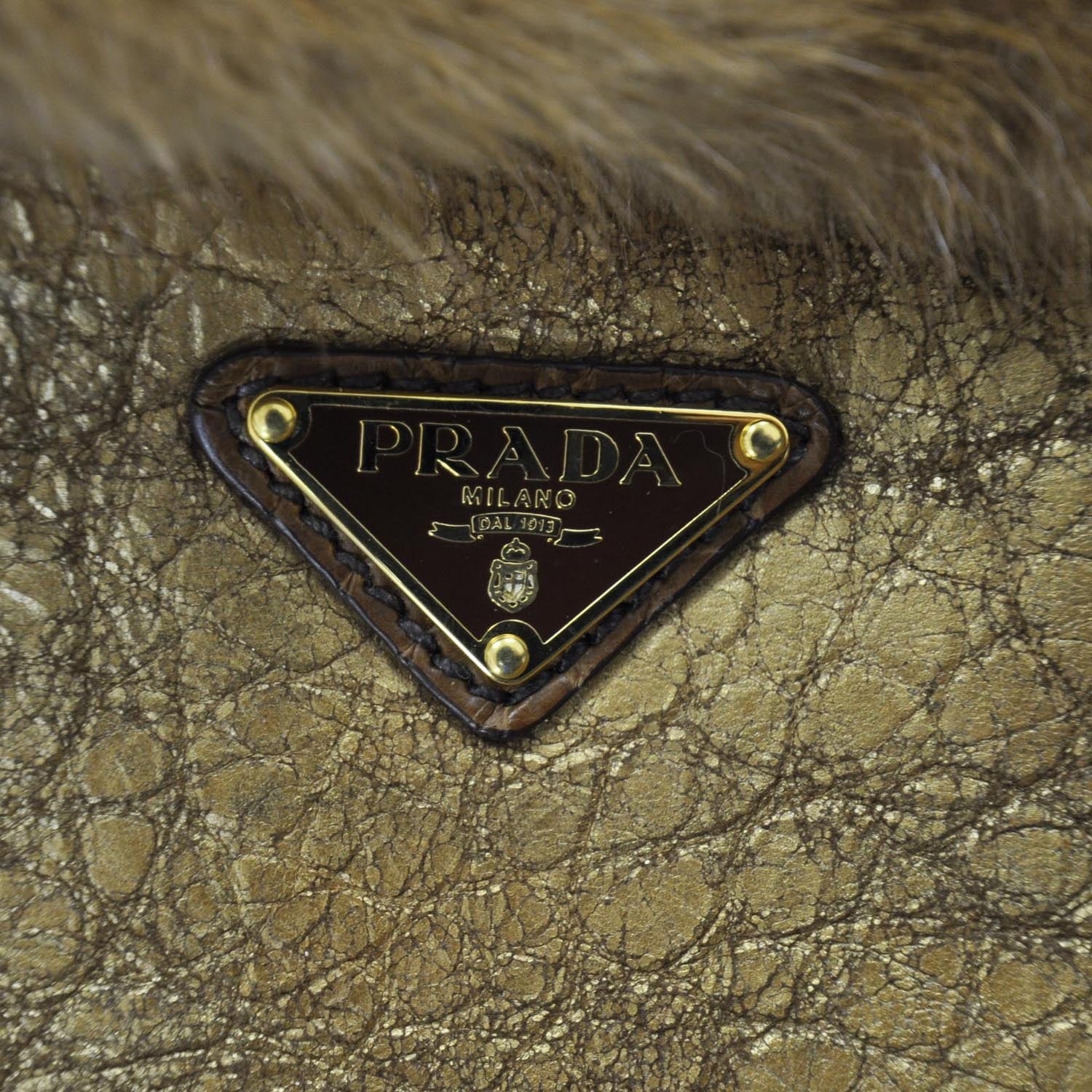 Prada Suede Shearling Mink Fur Crocodile Shoulder Bag 7 of 10
