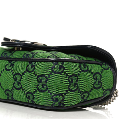 Gucci Monogram Multicolor Matelasse Diagonal Super Mini GG Marmont Shoulder Bag Green Blue 10 of 11