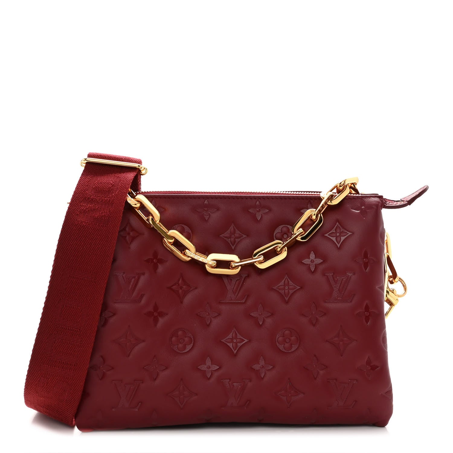 Louis Vuitton Lambskin Embossed Monogram Coussin PM Wine 1 of 10