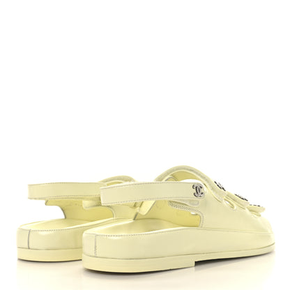 Chanel Lambskin Crystal CC Velcro Dad Sandals 39.5 Light Yellow 5 of 10