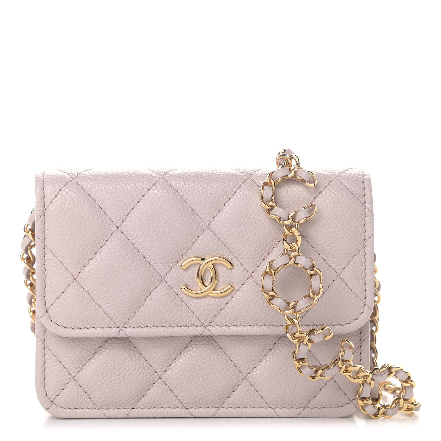 Caviar Quilted Miss Coco Clutch With Chain Light Purple
