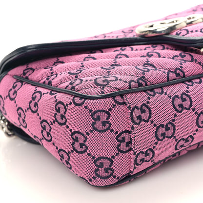 Gucci Monogram Multicolor Matelasse Diagonal Small GG Marmont Shoulder Bag Pink Blue 8 of 9