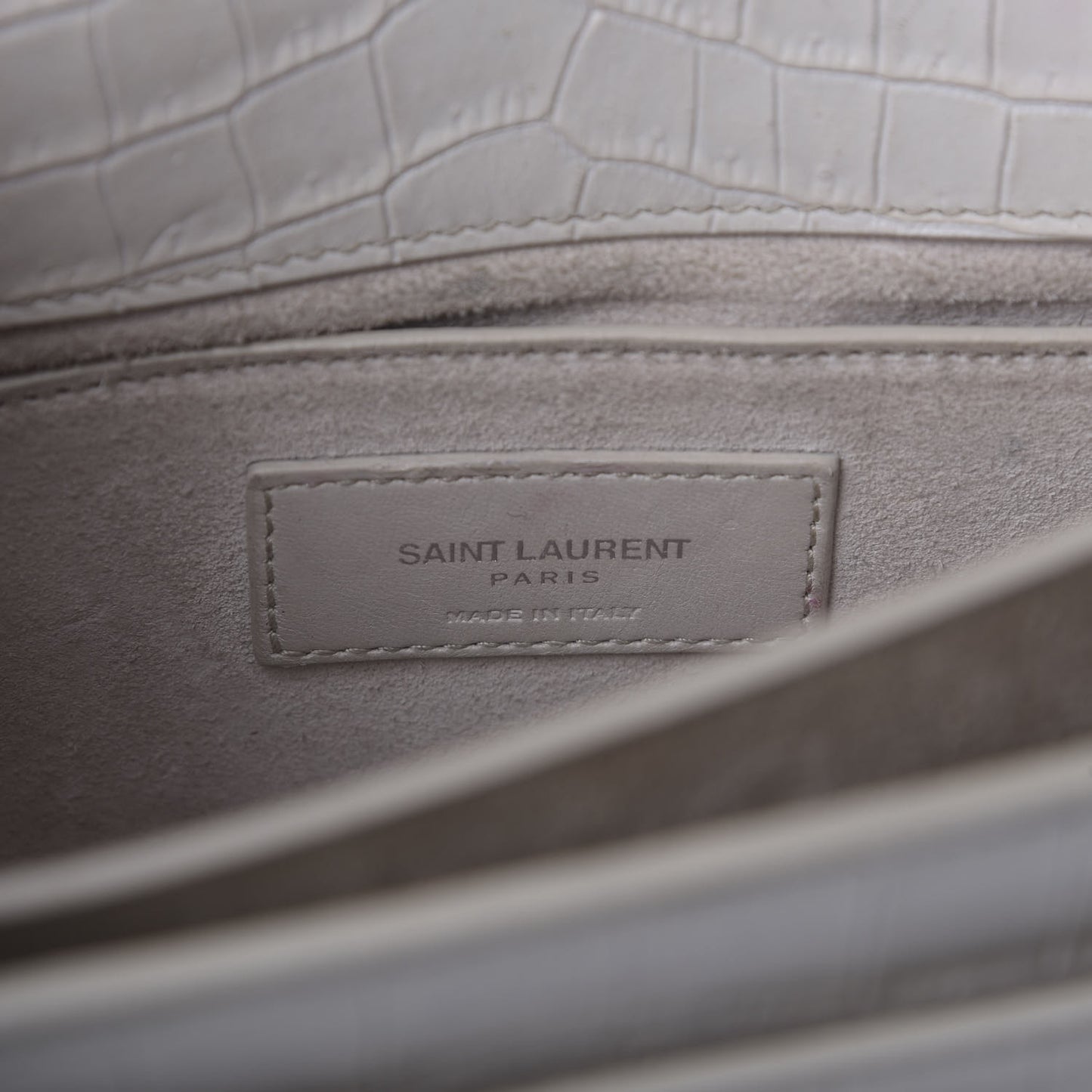 Calfskin Crocodile Embossed Medium Monogram Sunset Blanc Vintage