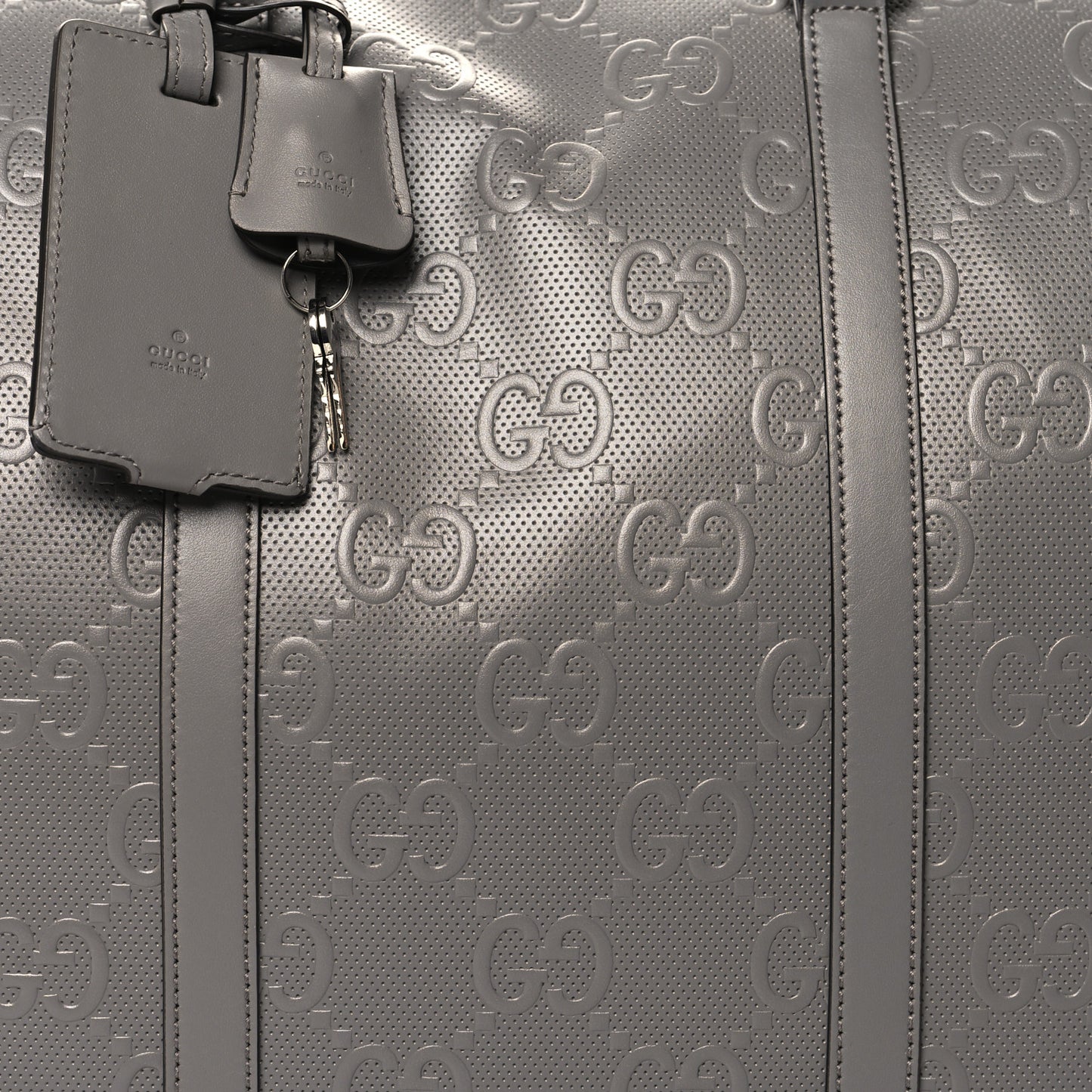 Calfskin GG Tennis Embossed Duffle Bag Grey