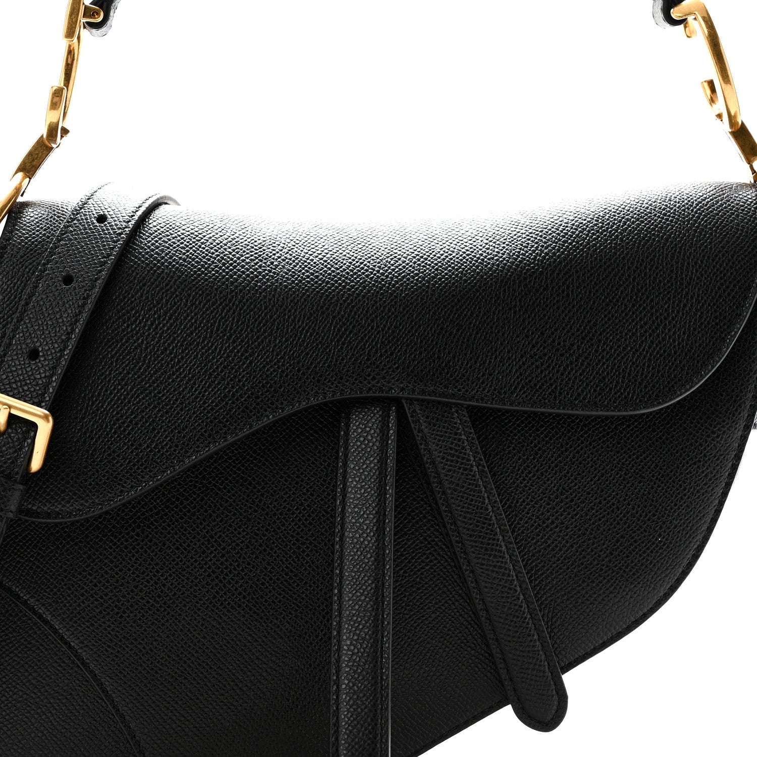 Christian Dior Grained Calfskin Saddle Bag With Strap Black 8 of 11