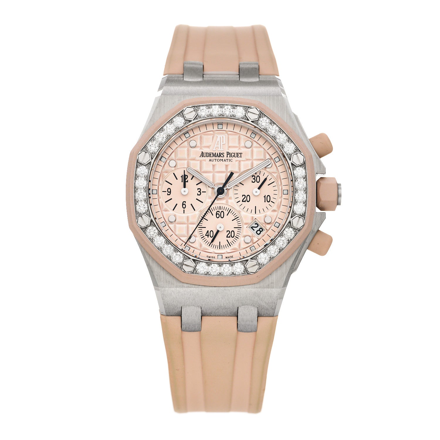 Audemars Piguet Stainless Steel Rubber Diamond Bezel 37mm Royal Oak Offshore Lady Chronograph Automatic Watch Champagne 26048SK.ZZ.D082CA.01 1 of 5