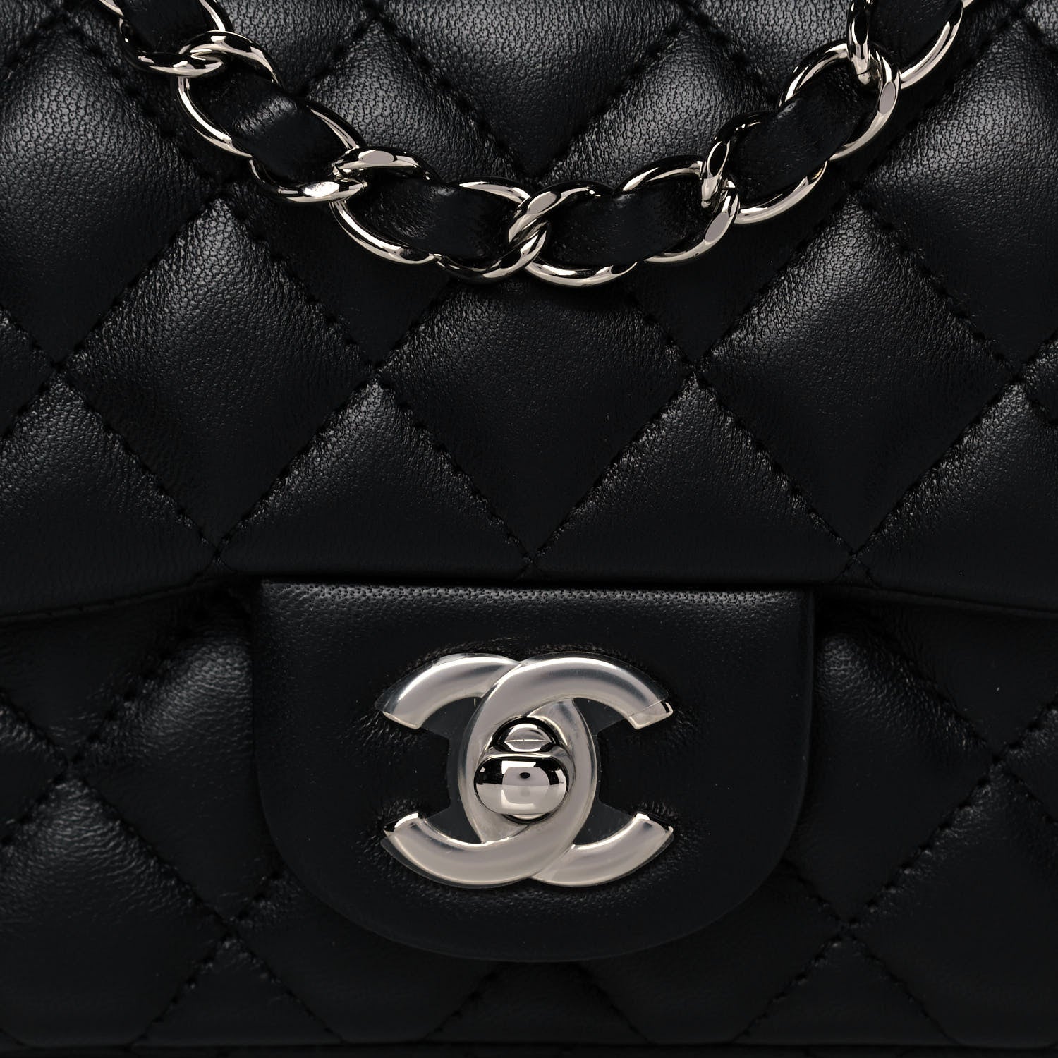 Chanel Lambskin Quilted Mini Square Flap Black 8 of 14