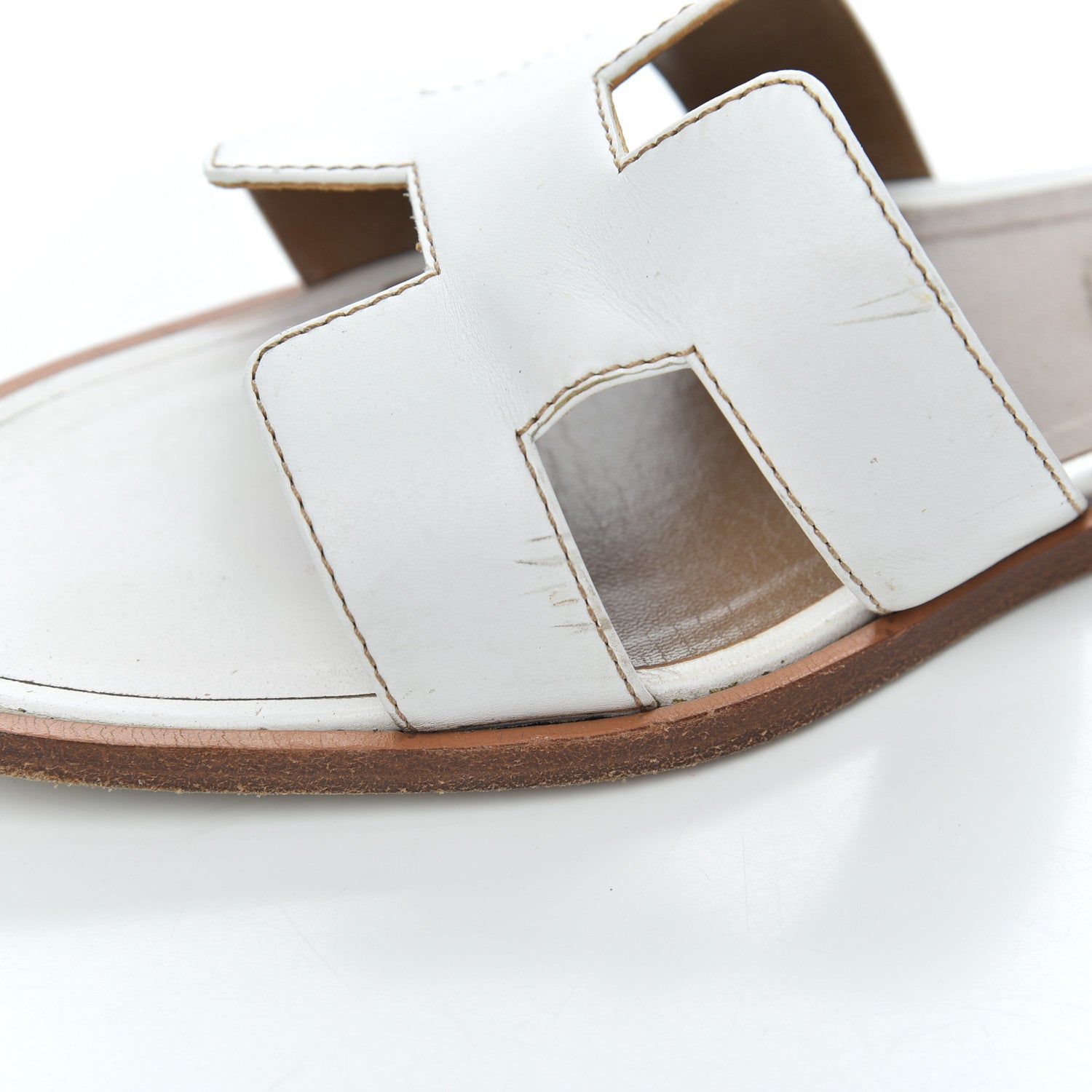 Hermes Box Calfskin Oran Sandals 38.5 White 10 of 24