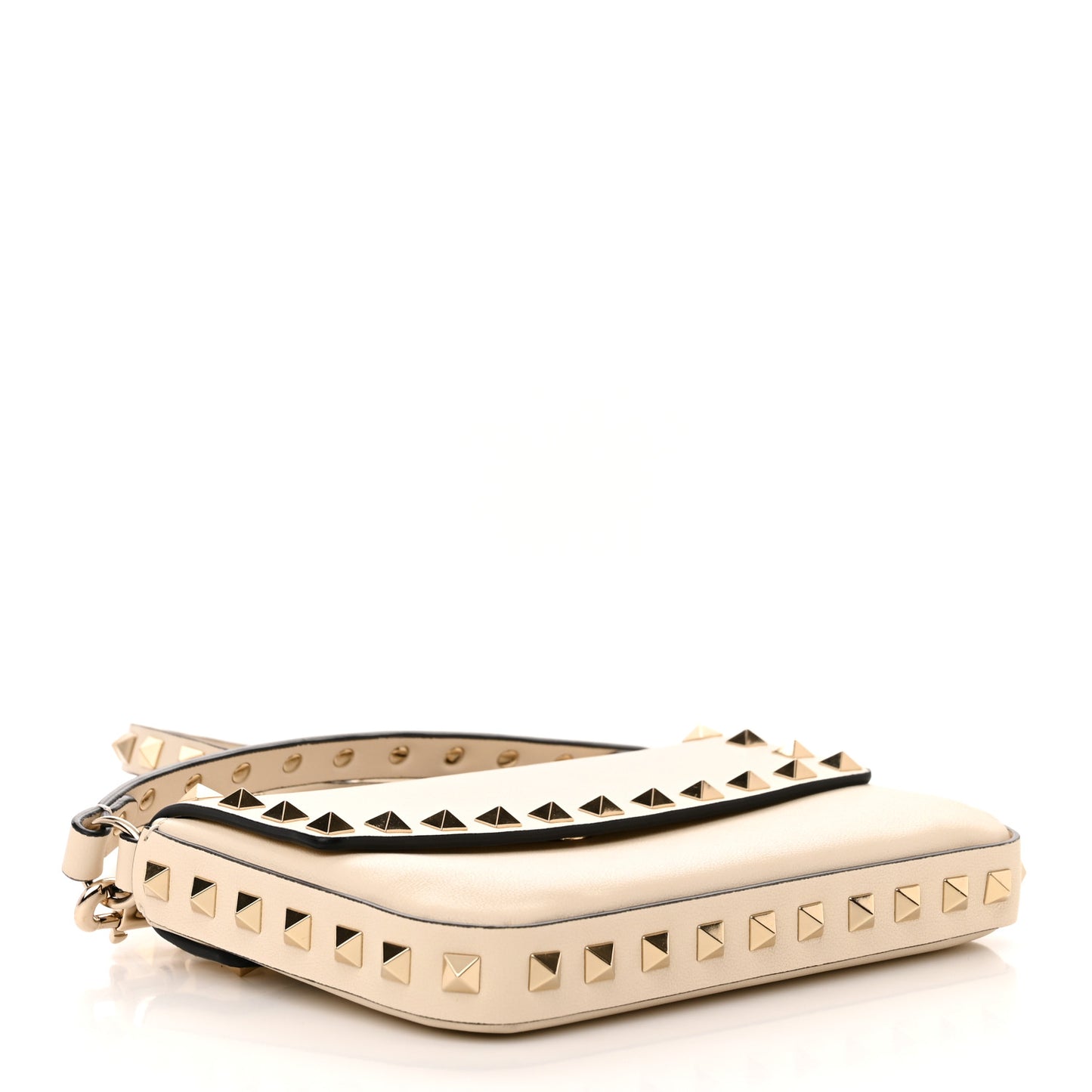 Calfskin Rockstud Crossbody Pouch Light Ivory
