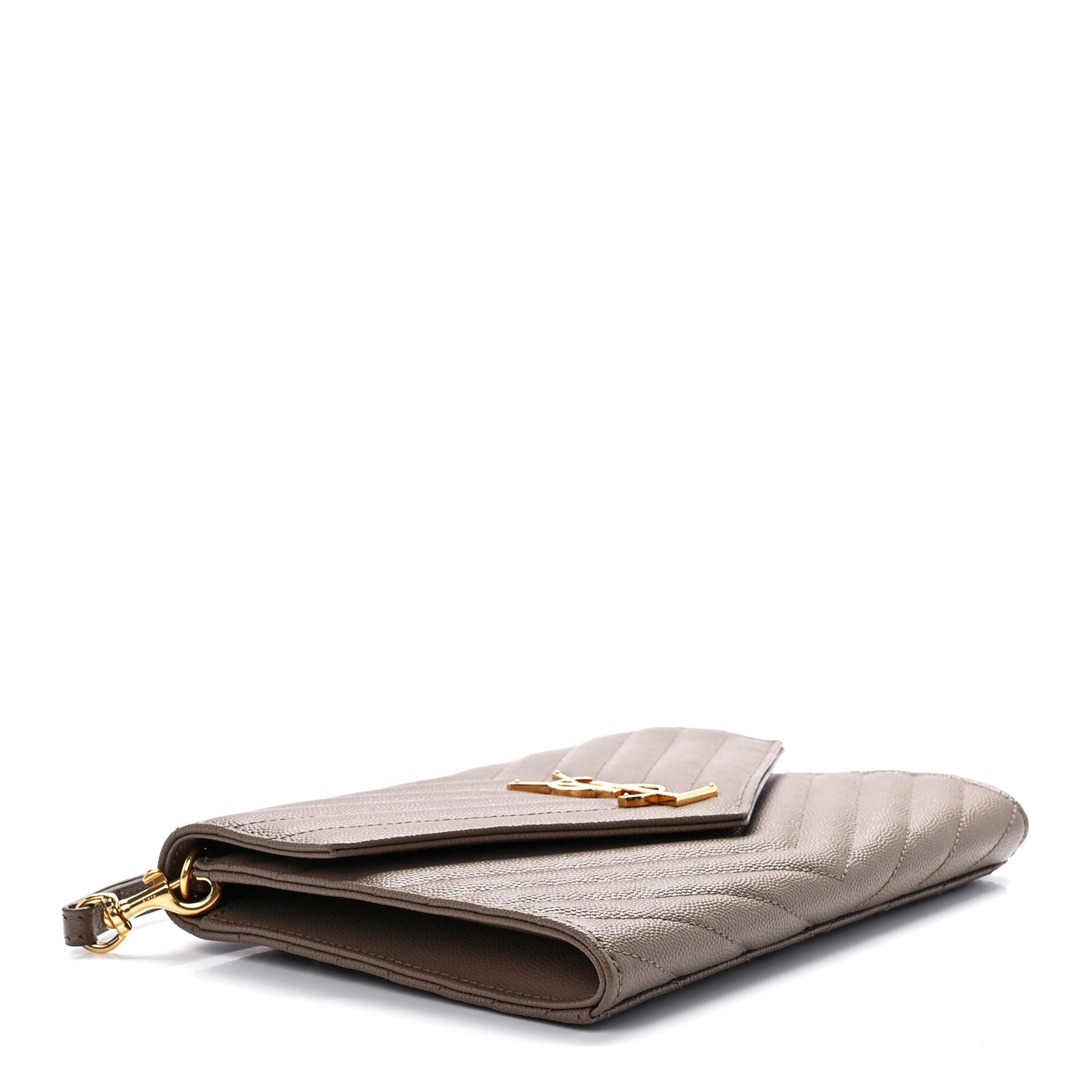 Grain De Poudre Matelasse Chevron Monogram Envelope Clutch Dark Beige