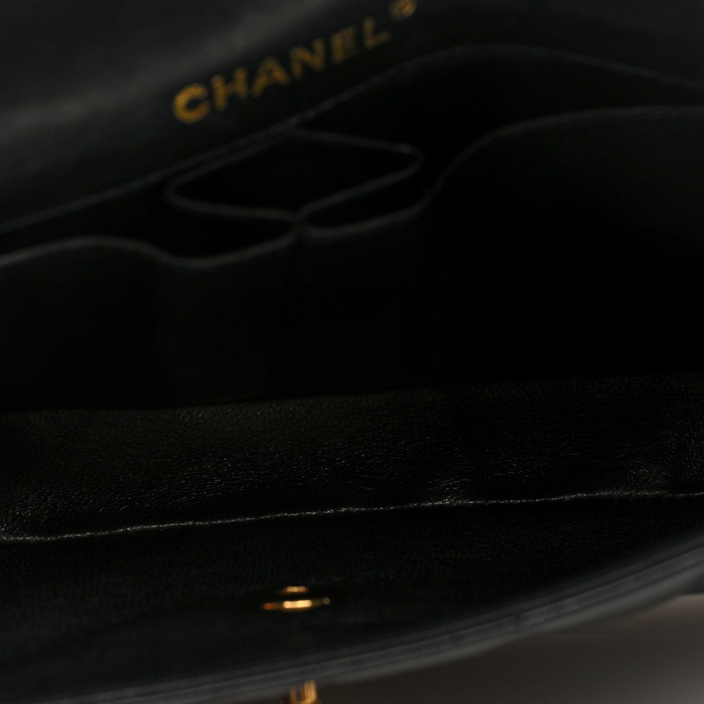 Lambskin East West Chocolate Bar Flap Black