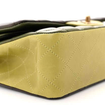 Chanel Lambskin Quilted Tri-Color Medium Double Flap Green Brown 9 of 14