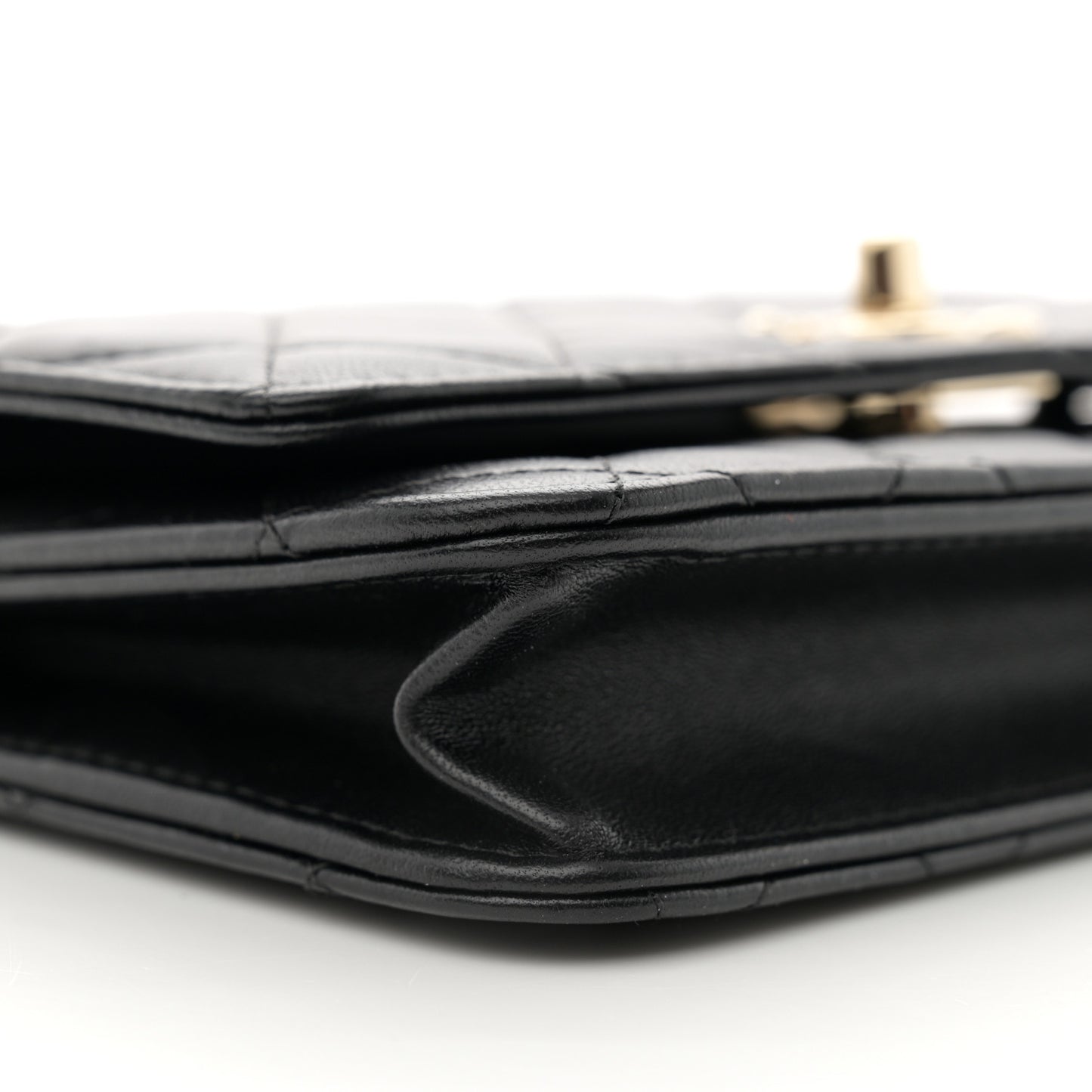 Lambskin Quilted Trendy CC Wallet On Chain WOC Black