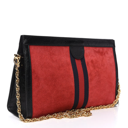 Gucci Suede Patent Web Medium Ophidia Chain Shoulder Bag Hibiscus Red Black 3 of 10