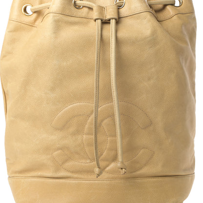 Chanel Caviar Drawstring Sling Backpack Beige 9 of 16