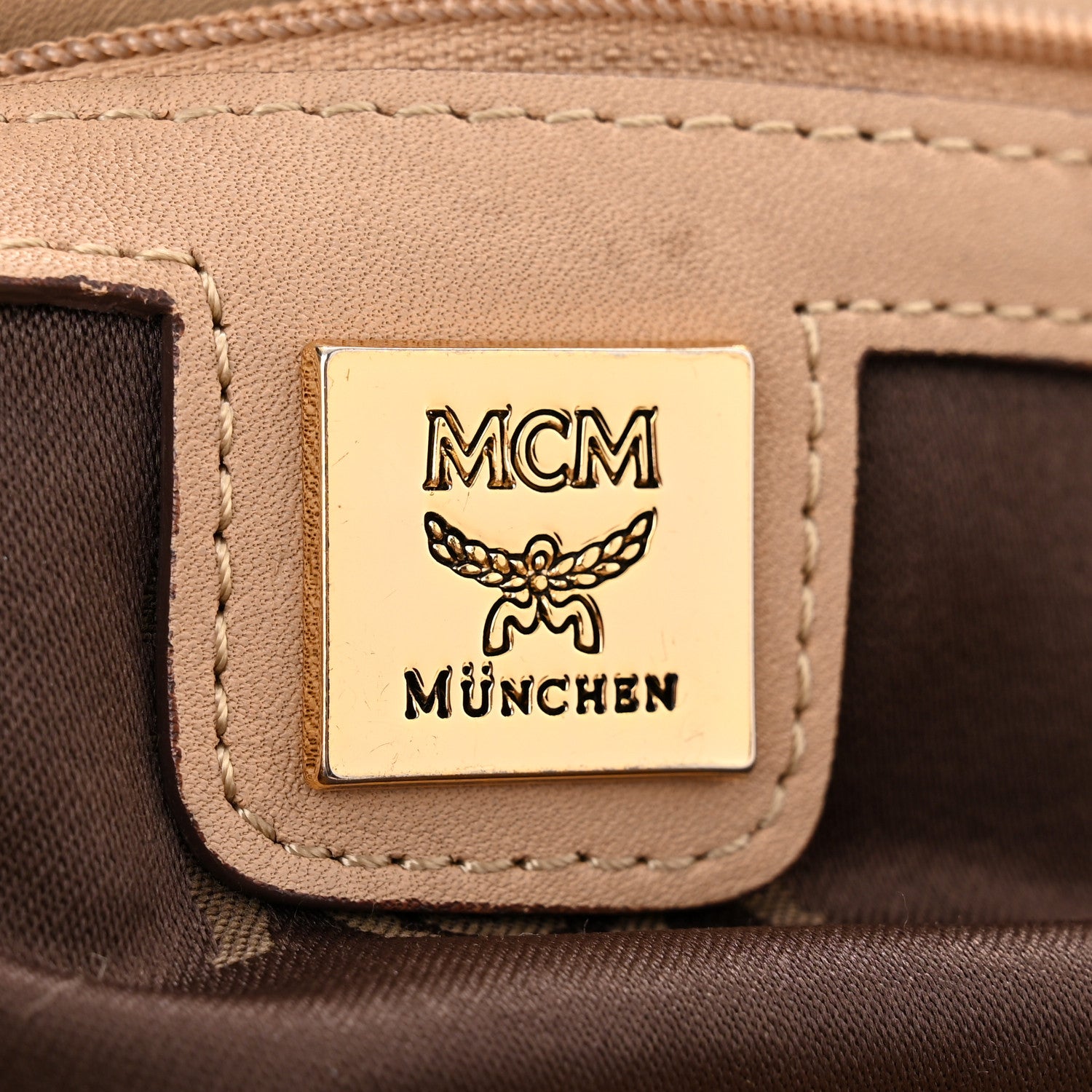 MCM Visetos Drawstring Bucket Bag Beige 6 of 14