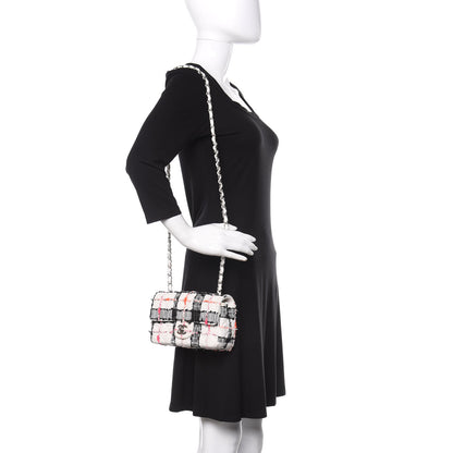 Chanel Tweed Quilted Mini Rectangular Flap Black White Pink 2 of 10