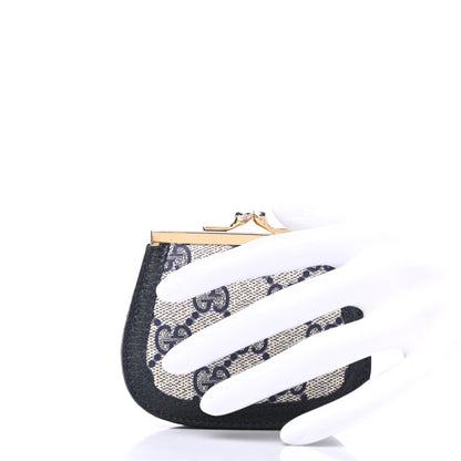 Gucci GG Supreme Monogram Coin Purse Beige Blue 2 of 9