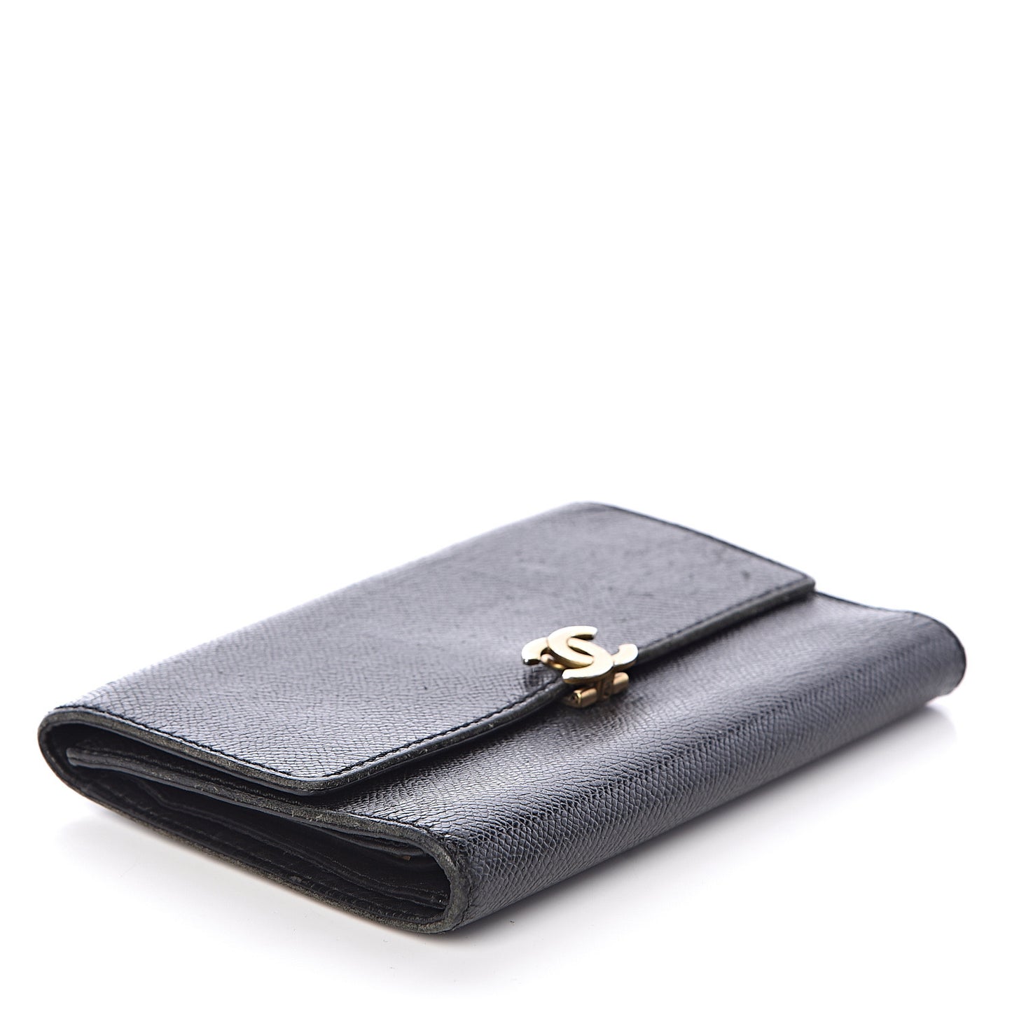 Caviar CC Large Flap Wallet Black