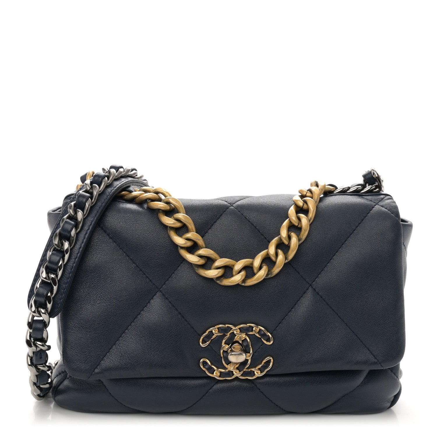 Chanel Lambskin Quilted Medium Chanel 19 Flap Navy Blue 1 of 11