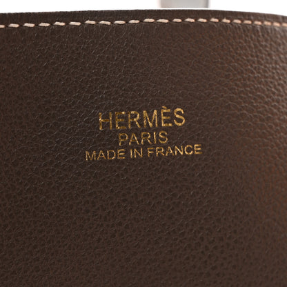 Hermes Taurillon Clemence Evercolor Double Sens 36 Reversible Tote Etain Bleu Glacier 9 of 18
