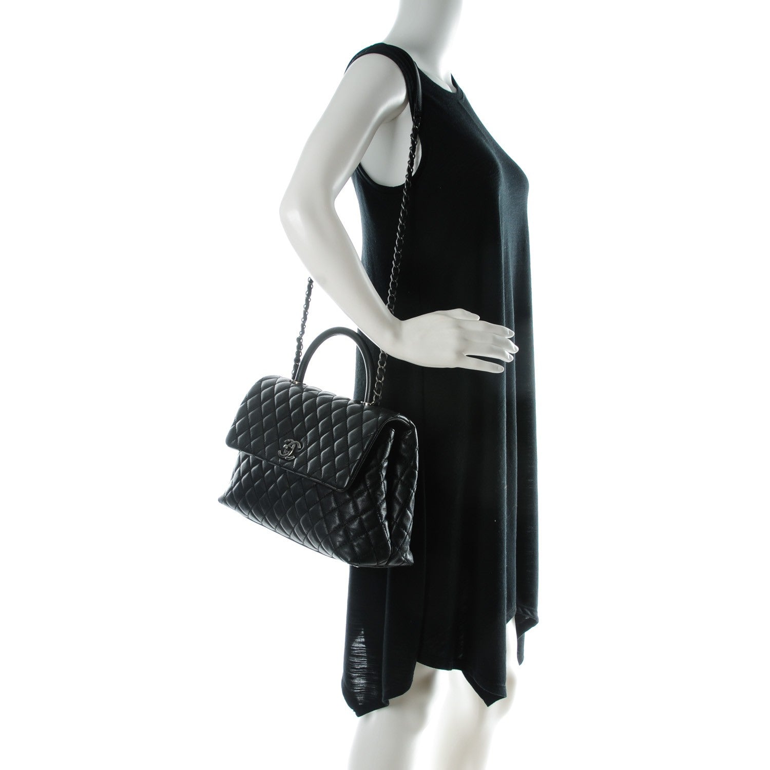 Chanel Caviar Quilted Medium Coco Handle Flap Black 2 of 8
