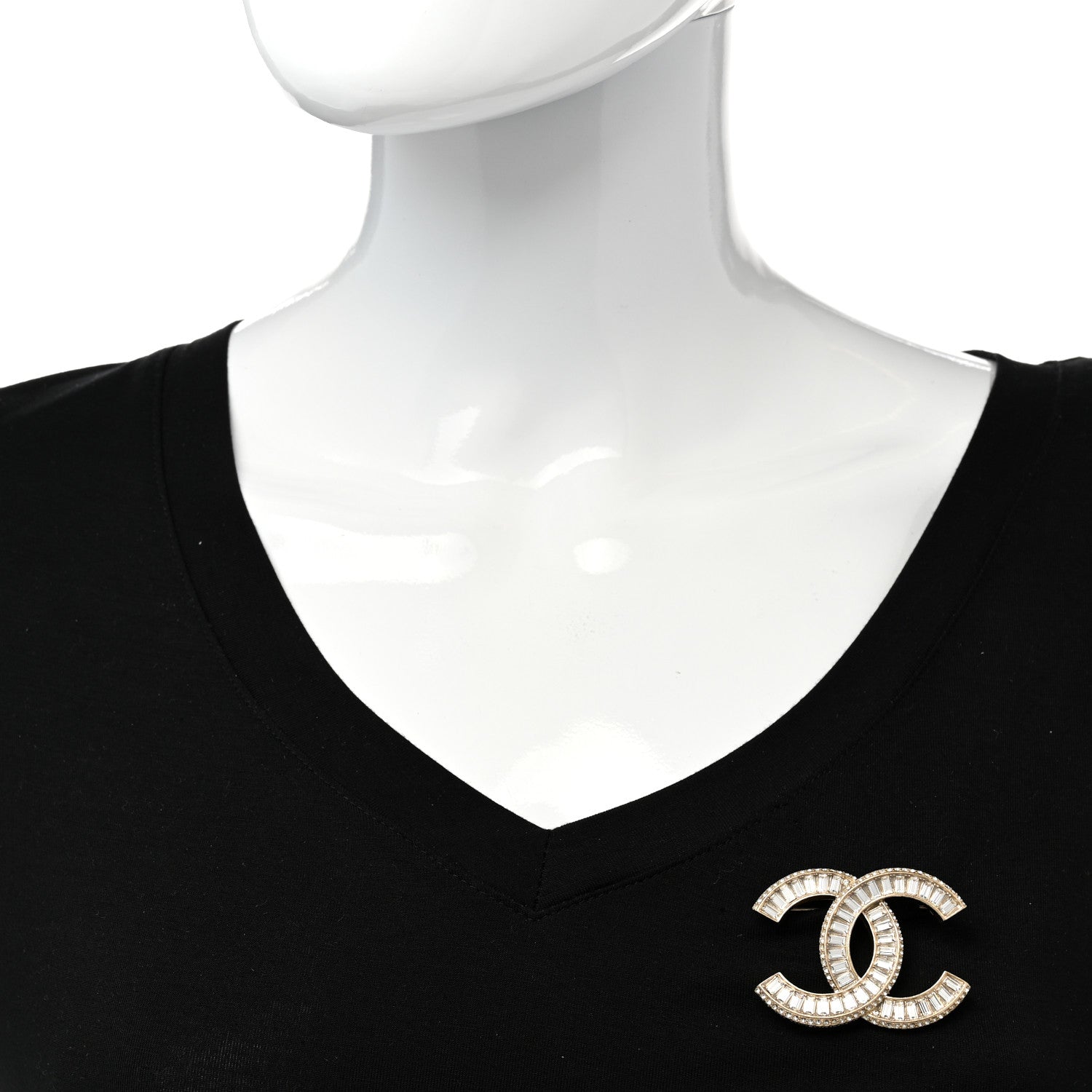 Chanel Baguette Crystal CC Brooch Gold 2 of 4