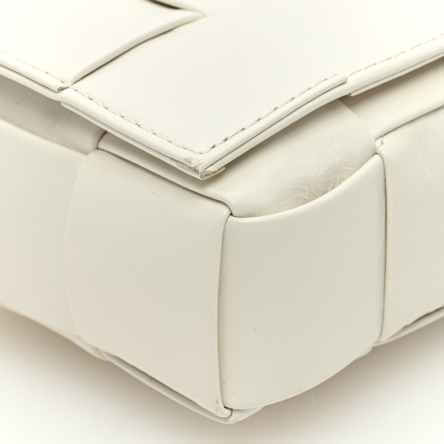 Bottega Veneta Paper Calfskin Maxi Intreccio Cassette Crossbody Bag White 8 of 10