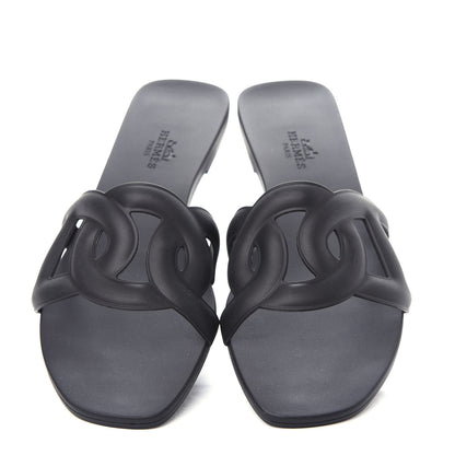 Hermes Rubber Aloha Sandals 37 Black 5 of 11