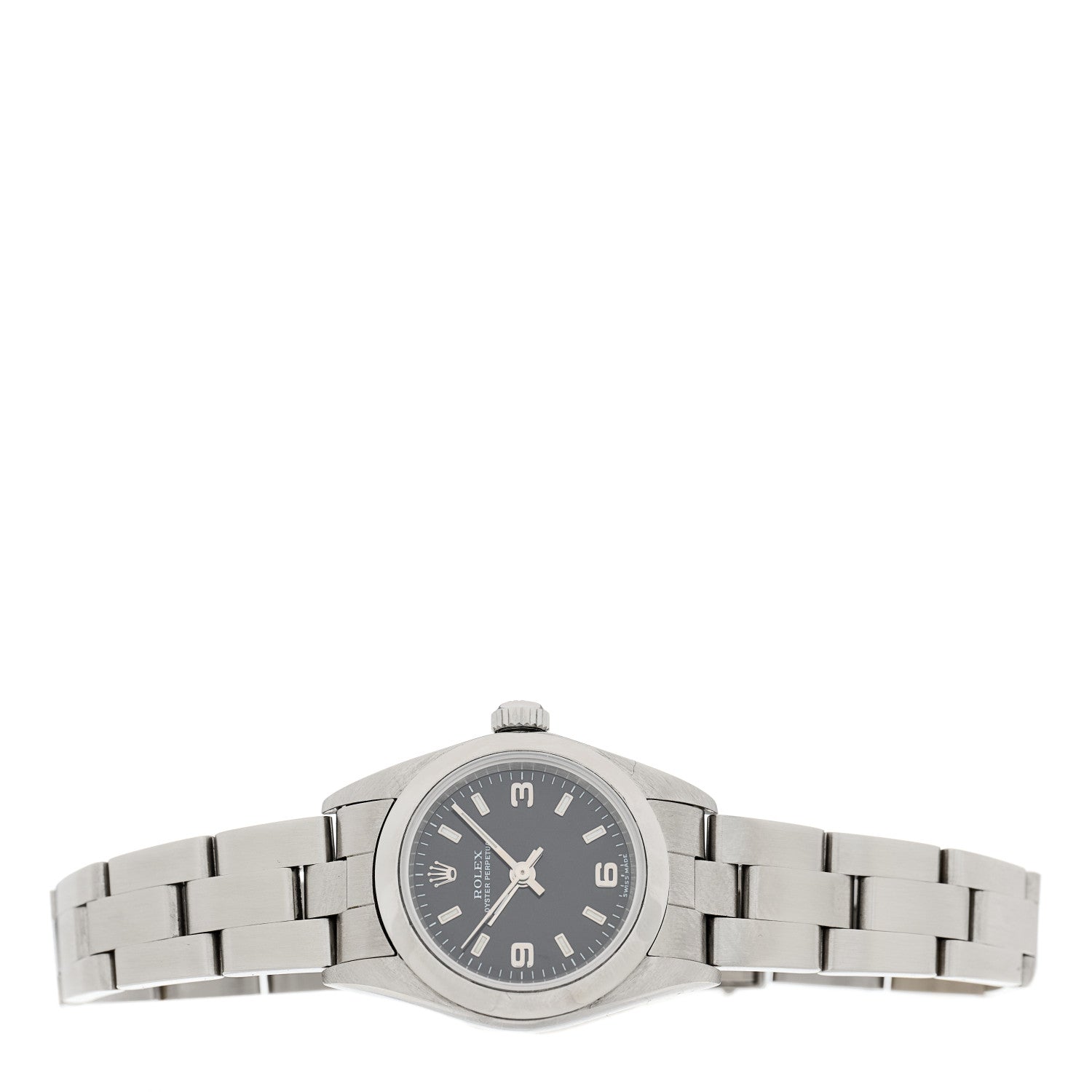 Rolex Stainless Steel 24mm Oyster Perpetual Watch Black 76080 2 of 4