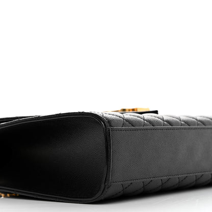 Saint Laurent Grain De Poudre Textured Mixed Matelasse Large Triquilt Monogram Satchel Black 9 of 15