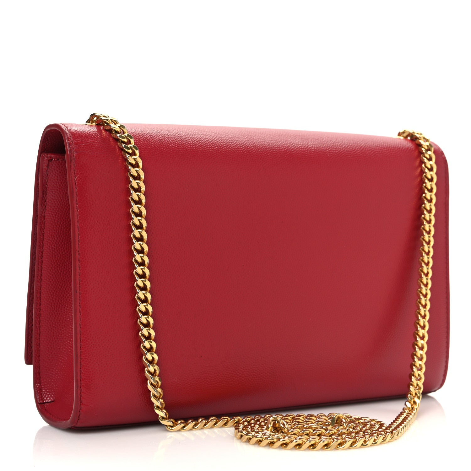 Saint Laurent Grain De Poudre Medium Monogram Kate Satchel Red 3 of 12